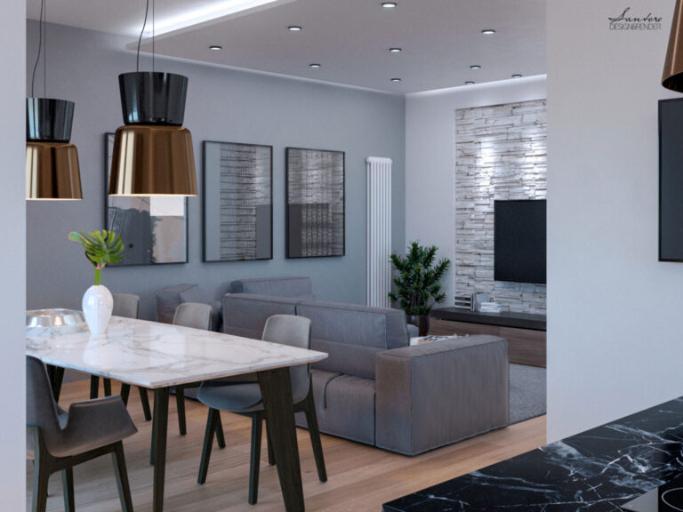 Design & Render – Progettazione e sviluppo 3D di interior design con studio delle luci, materiali e arredo per committenza privata. S.Agata Militello (ME) 1