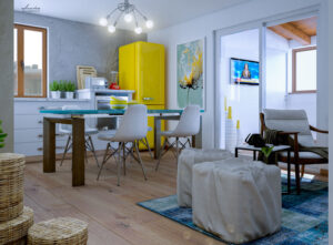 Design & Render – Progetto di una mansarda, parte di cucina-soggiorno e verandina – Capo d’Orlando (ME) 1