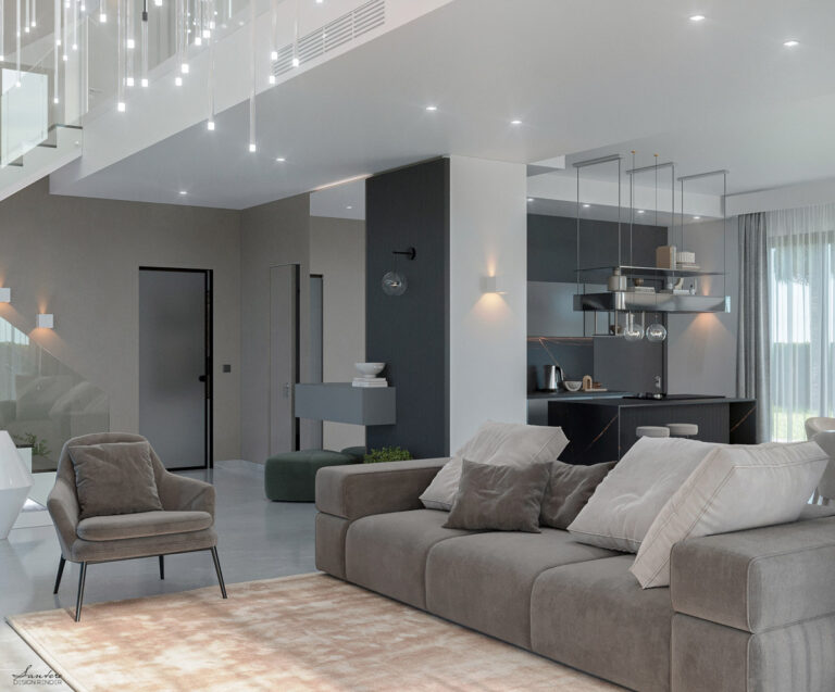 Progettazione interna e 3D render villa S.Agata Militello - Living-Kitchen-Camera da letto e bagno - Imperium (1)