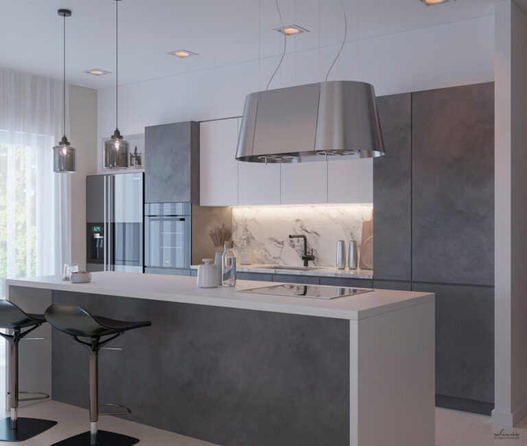 Progettazione interna, living - kitchen e camera da letto - 3D interior - Barcellona Pozzo di Gotto - Expression (1)