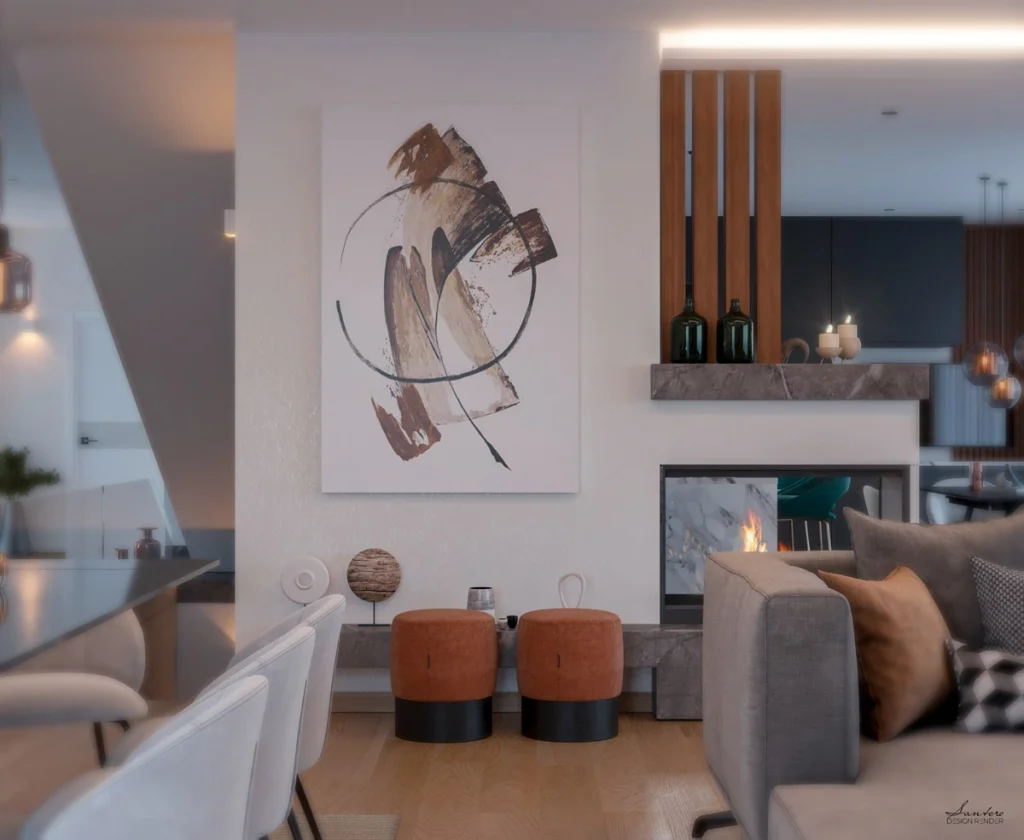 zona living dining open space interior design contemporaneo 