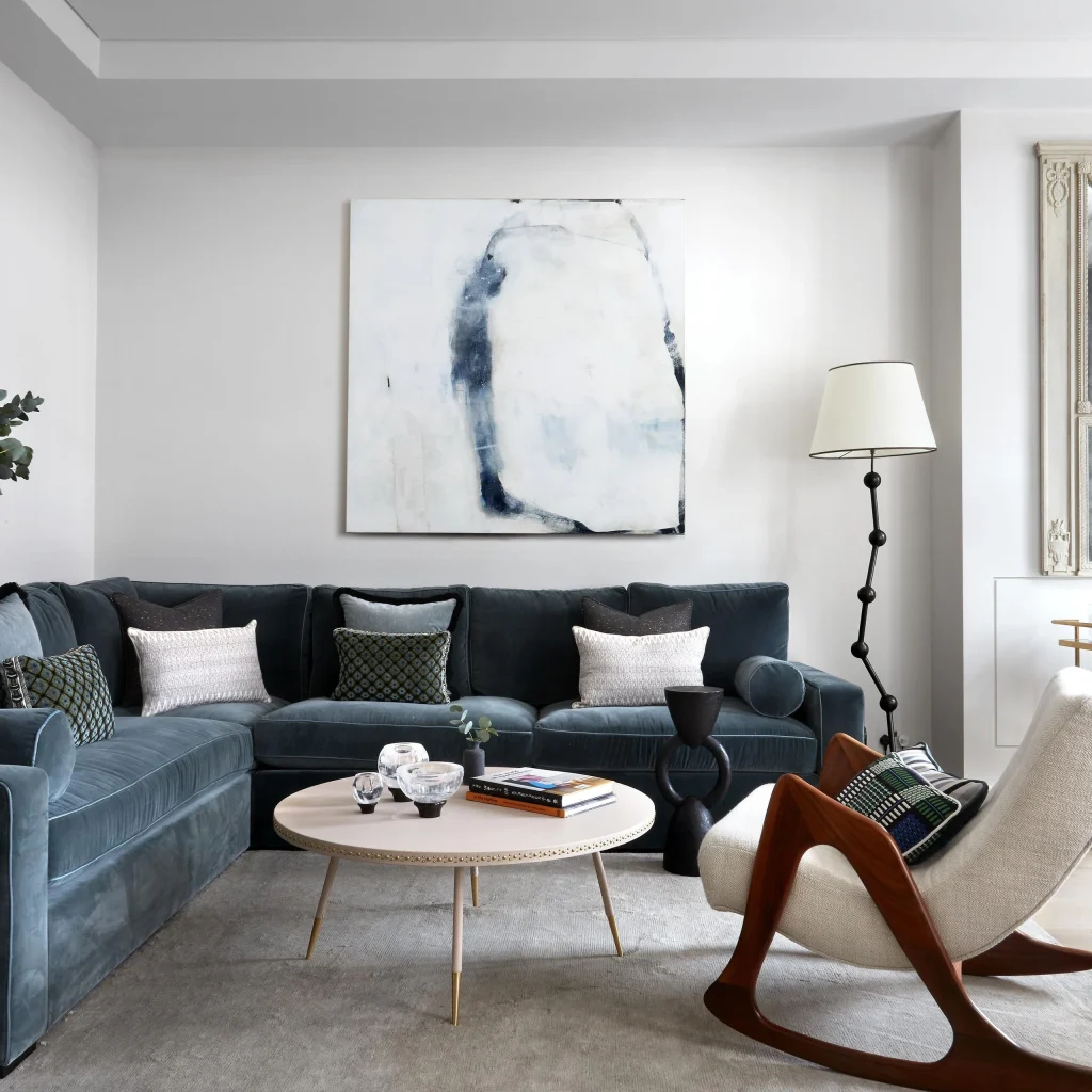Living blu polveroso design moderno minimal