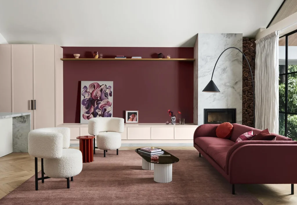 Interno moderno accento rosso design minimal contemporaneo