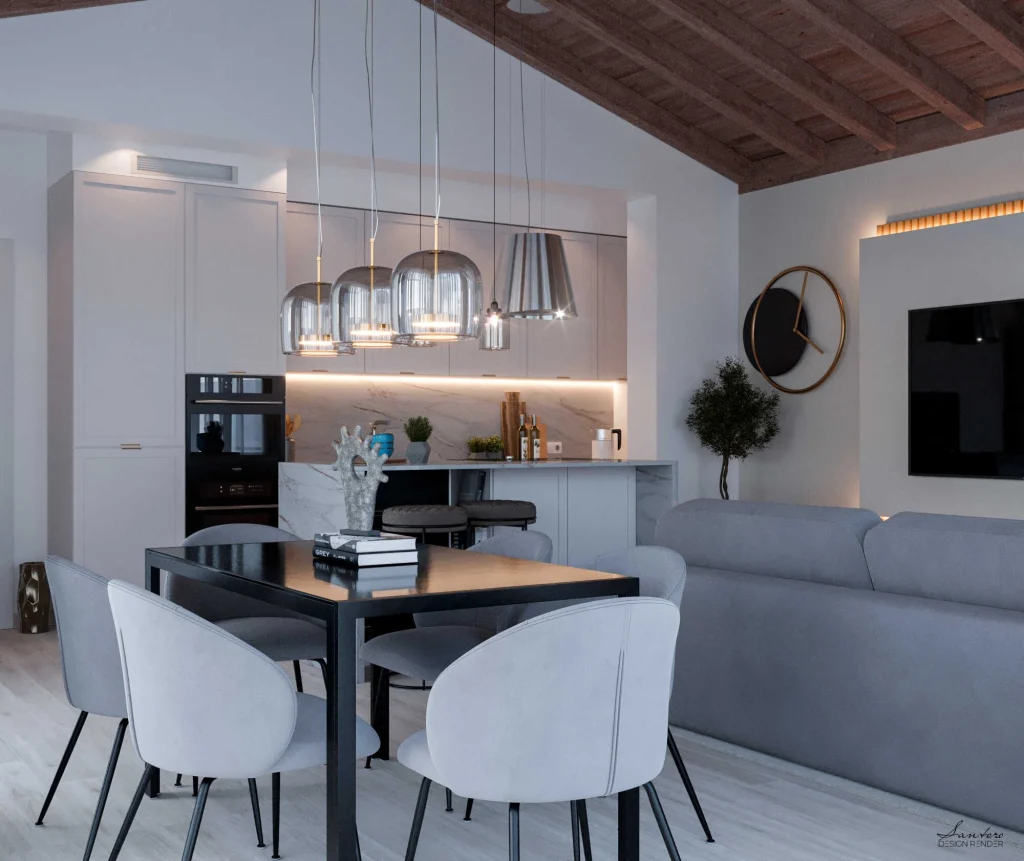progettazione luce interni illuminazione piano di lavoro cucina con luce sotto pensile