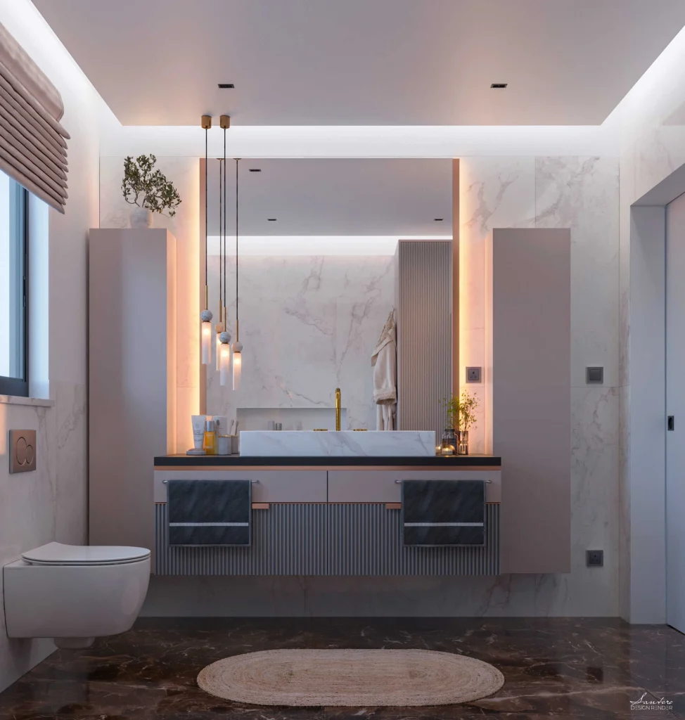 rendering illuminazione bagno luce laterale specchio interior lighting visualization